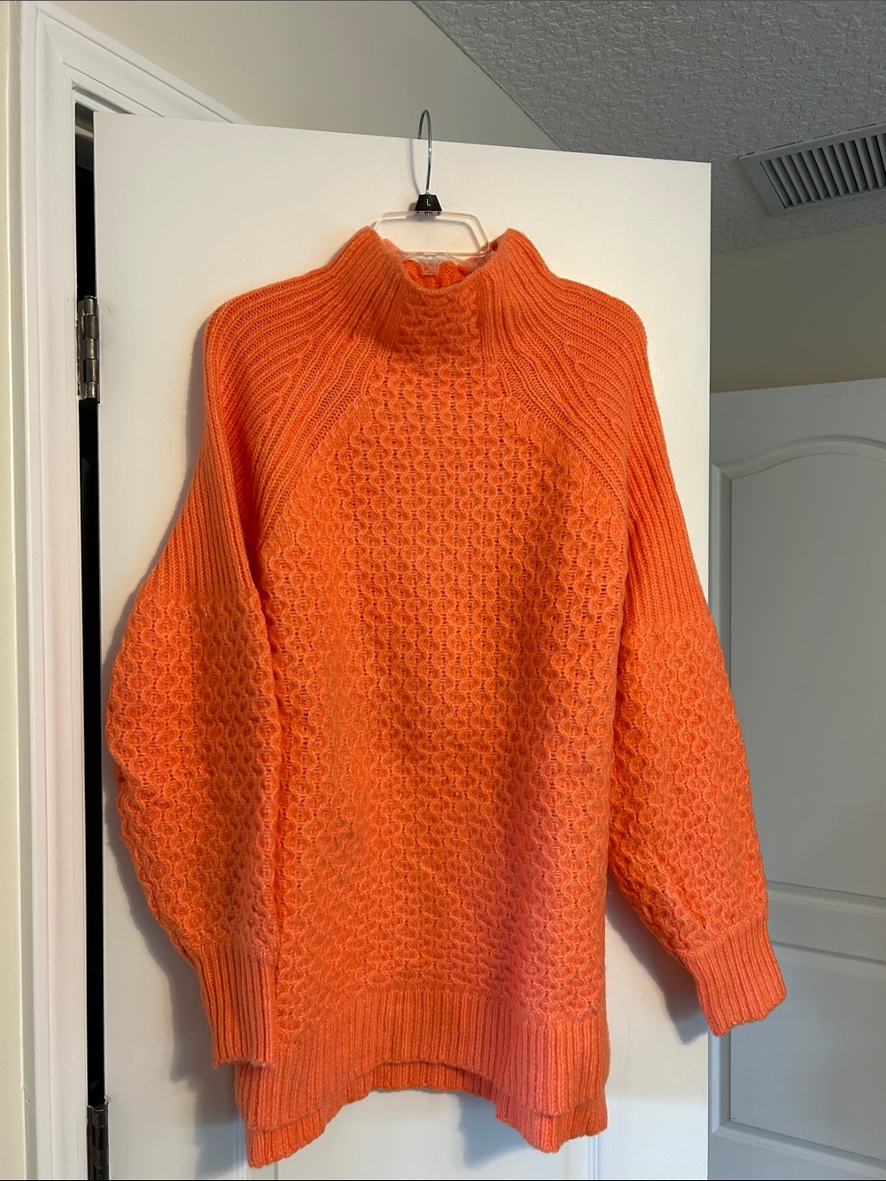 Anthropologie Orange Cable Knit Turtleneck Sweater